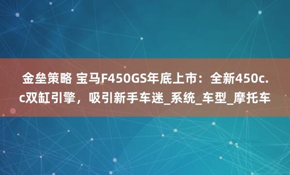 金垒策略 宝马F450GS年底上市：全新450c.c双缸引擎，吸引新手车迷_系统_车型_摩托车